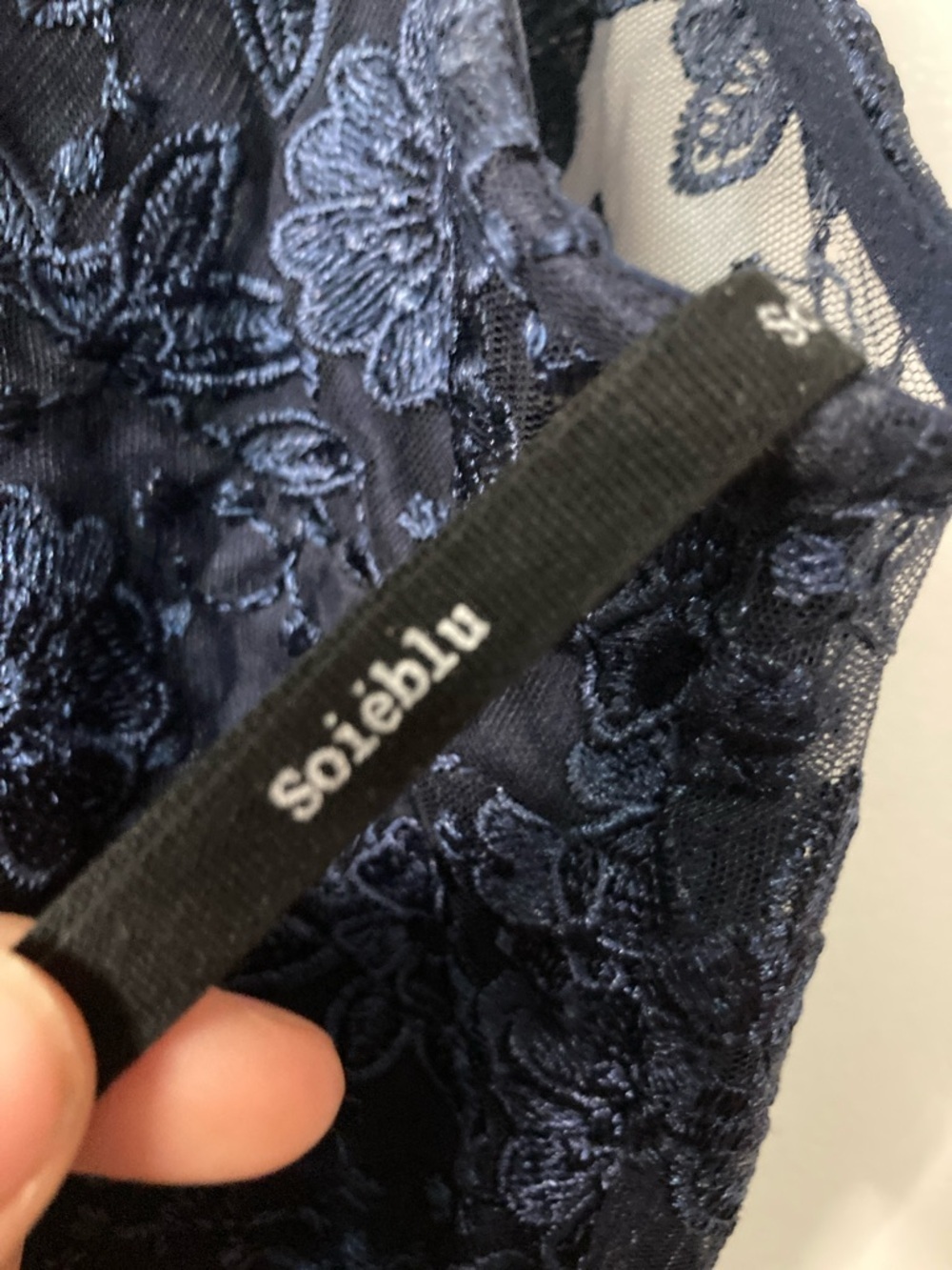 Soieblu Formal Dress Halter Lace Blue M 16.5” - Picture 3 of 9